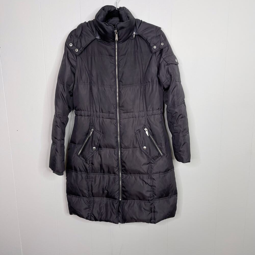 Michael Michael Kors Quilted Parka Jacket XSmall XS Hooded Charcoal Gray Womens
